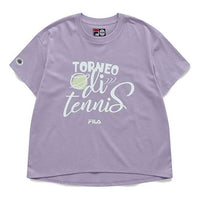 FILA FUSION Alphabet Printing Loose Sports Round Neck Short Sleeve Purple T11W121108F-VT