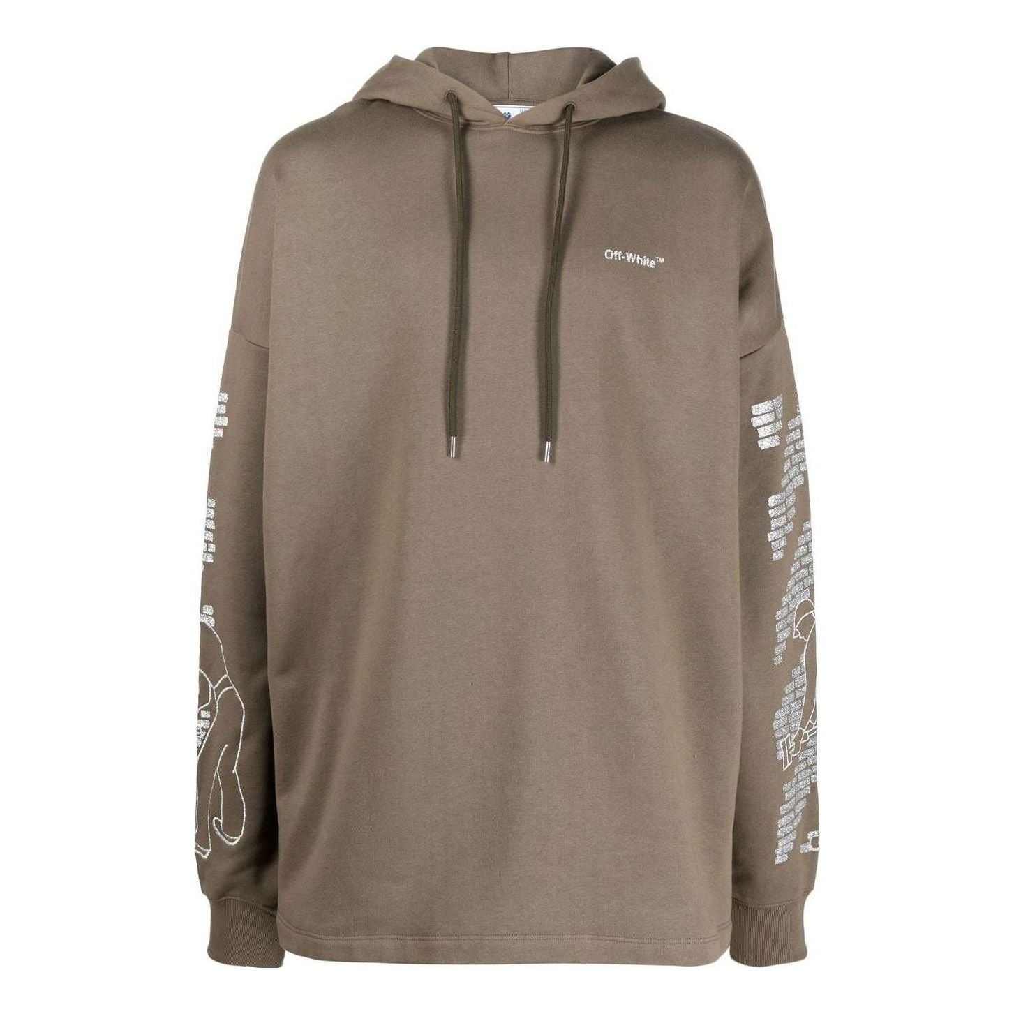 Men's Off-White FW22 Arrow Logo Printing Drawstring Loose Fit Khaki OMBB090F22FLE0055672