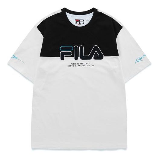 FILA FUSION Logo Embroidered Contrasting Colors Sports Short Sleeve White T11M123107F-WT