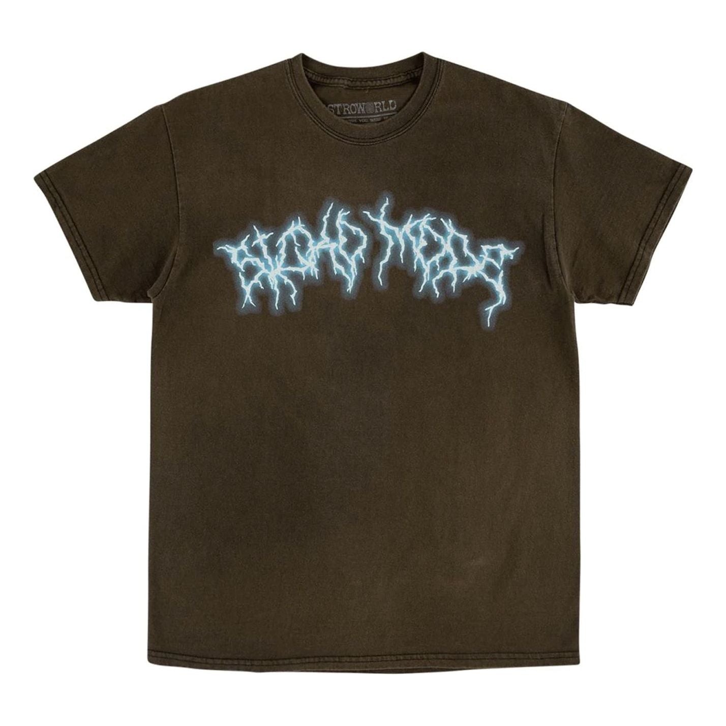 Men's Travis Scott Cactus Jack Sicko Mode Washed Pattern Round Neck Short Sleeve Brown TS-SIMTWSD