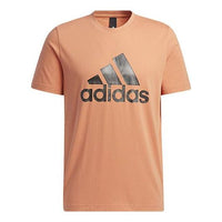 adidas Fi Tee Shinybos Logo Printing Sports Stylish Short Sleeve Khaki Brown GP0971