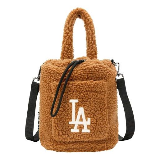 MLB LA Los Angeles Dodgers polar fleece Wool Bucket Bag handbag Brown 32BGDE011-07A