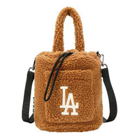 MLB LA Los Angeles Dodgers polar fleece Wool Bucket Bag handbag Brown 32BGDE011-07A