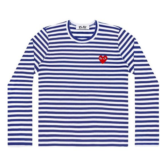 (WMNS) COMME des GARCONS PLAY Striped Heart Long-Sleeve T-Shirt 'Navy White' AZ-T163-051-2