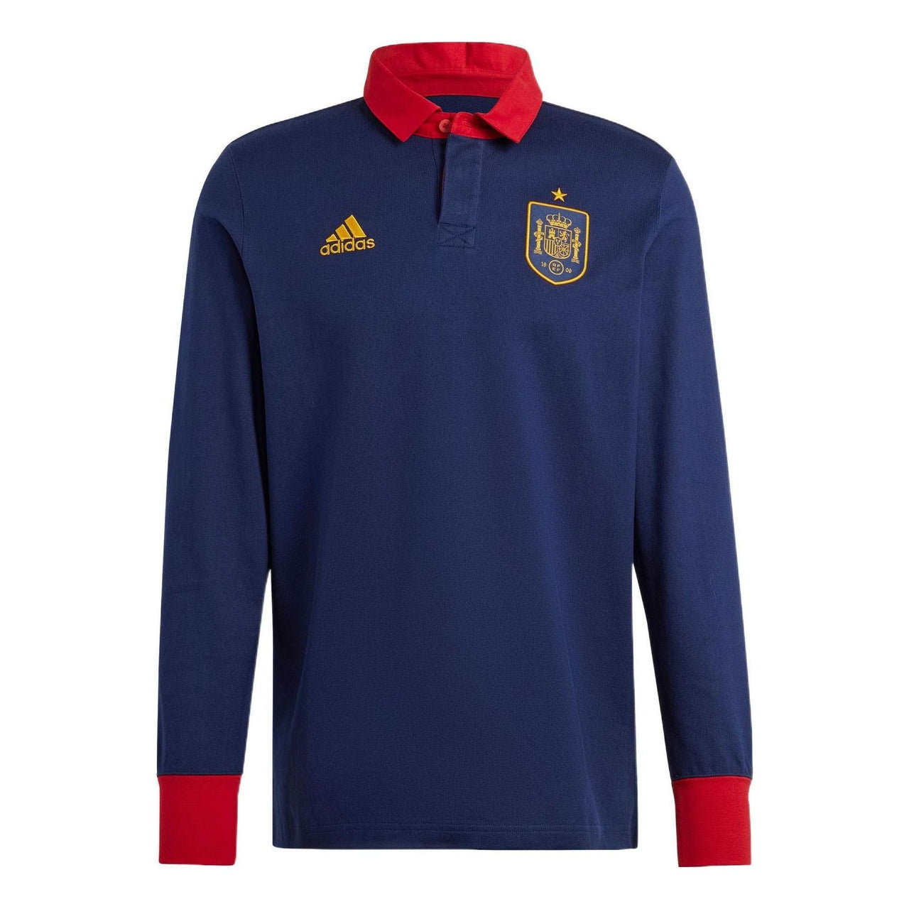 adidas Spain Long Sleeves Polo Shirt Asia Sizing 'Navy Red' HE8897