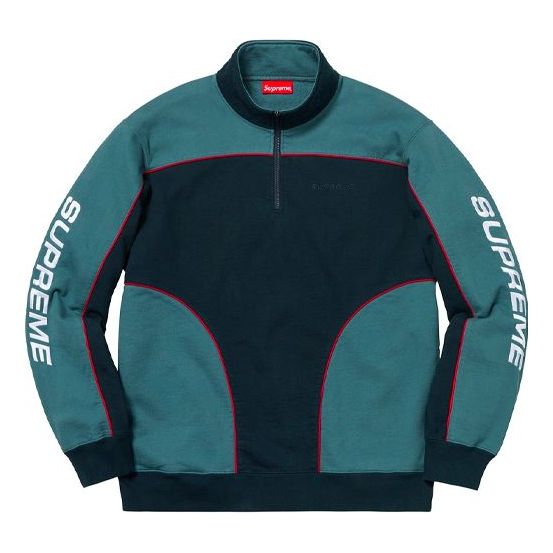 Supreme FW18 Speedway Half Zip Sweatshirt Navy/Dark Teal SUP-FW18-128