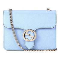 (WMNS) Gucci Silver Double G Leather Chain Shoulder Messenger Bag Small Light Blue Classic 510304-CAO0G-4503