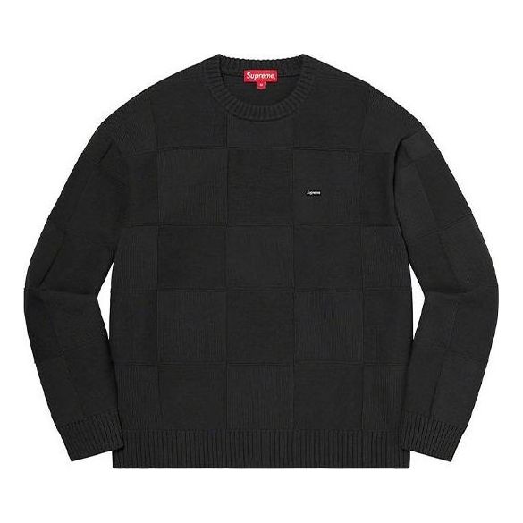 Supreme Tonal Checkerboard Small Box Sweater 'Black' SUP-SS21-596