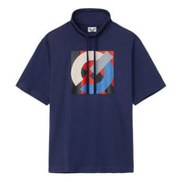 Men's KENZO SS21 Logo Sports Drawstring Stand Collar Short Sleeve Blue T-Shirt FB55TS5054MK-77