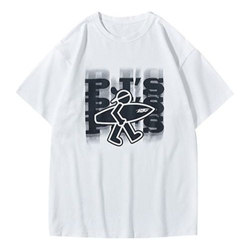 PJs Vigor Alphabet Pattern Printing Short Sleeve Unisex White 20SSTS1033-P