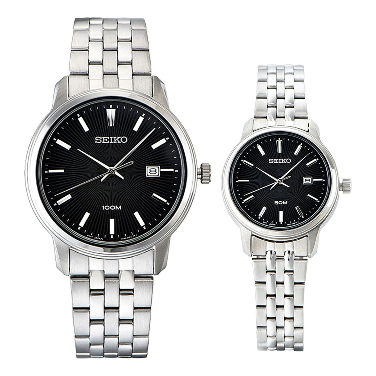 SEIKO Classic Retro Steel strip quartz Black SUR261P1+SUR663P1