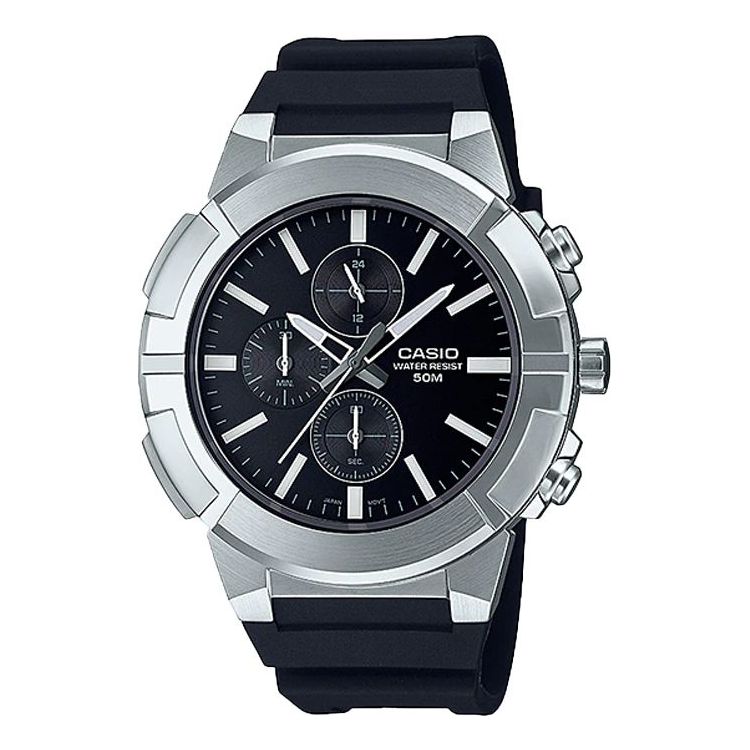 CASIO Male DRESS Japan / South Korea Fashion Sports Black Analog MTP-E501-1AV