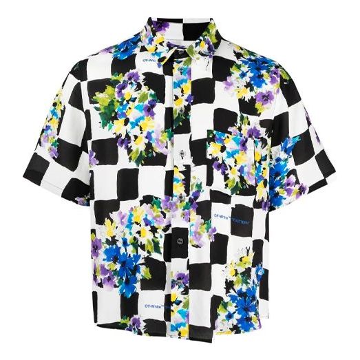 Off-White SS21 Printing Plaid Short Sleeve Shirt Loose Fit White OMGA171S21FAB0018400