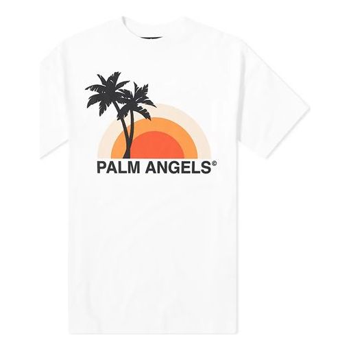 Men's PALM ANGELS Sunset Tee Printing Short Sleeve White PMAA001S204130160188