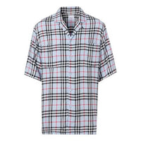 Men's Burberry Vintage Plaid Short Sleeve Shirt Light Blue 80258221
