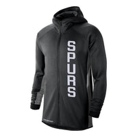 Men's Nike NBA Spurs Award Limited Therma Player Edition Printing Alphabet Zipper Hooded Jacket Black AT9485-010