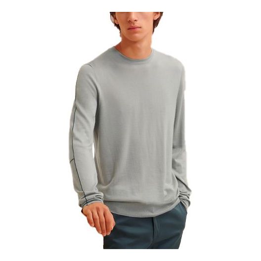 Men's HERMES SS21 Cashmere Blend Long Sleeves Round Neck Rock Gray H157050HA2P