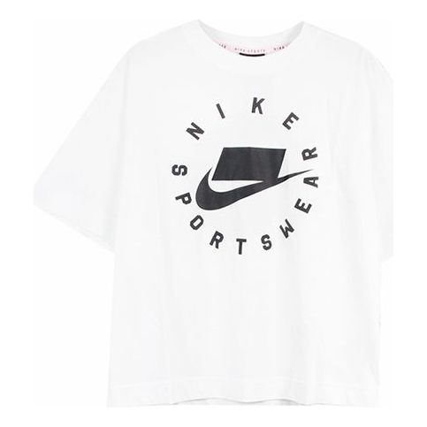 (WMNS) Nike Sportswear TOP Sports Loose Casual Short Sleeve 'White' AT0567-121