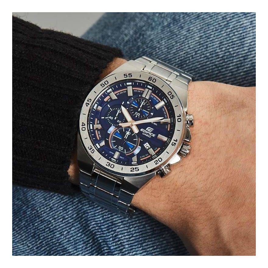CASIO EDIFICE Stainless Steel Strap Blue Dial Mens Blue Analog EFR-564D-2A