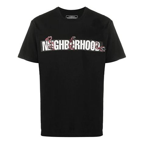 Men's NEIGHBORHOOD Rattlesnake Printing Short Sleeve Black 201PCNHST15