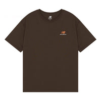 New Balance Logo Embroidered Knit Round Neck Short Sleeve Brown T-Shirt UT21503-RHE