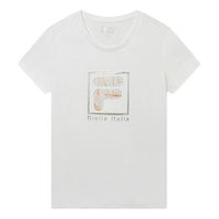 (WMNS) FILA Logo Alphabet Printing Round Neck Short Sleeve White F11W928121F-WT
