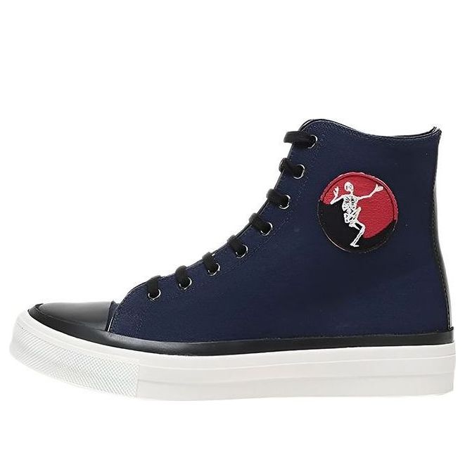 Alexander Mcqueen Skeleton Patch High-top Sneakers 'Navy White' 505140W4H534062