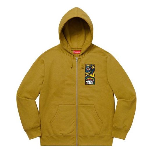 Supreme FW19 Week 13 Disturbed Zip Up Hooded Sweatshirt Dark Mustard SUP-FW19-10690