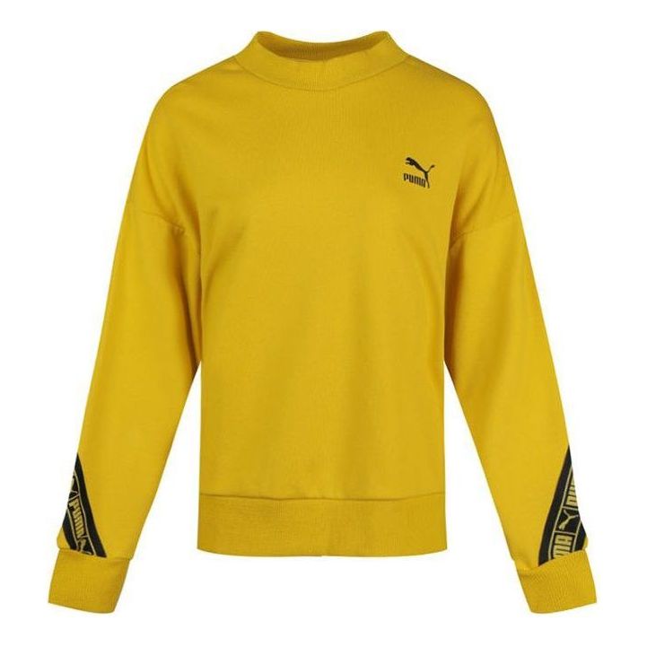 (WMNS) PUMA Classic Tape Sweater 'Yellow Black' 596019-20