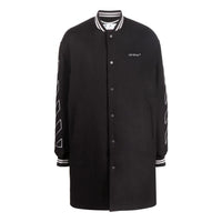 Men's Off-White FW22 Stripe Mid-Length Aviator Version Black Jacket OMEA306C99FAB0011008