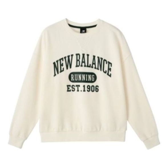 (WMNS) New Balance Classic Running Sweatshirt Asia Sizing 'White Green' AWT31356-CIC