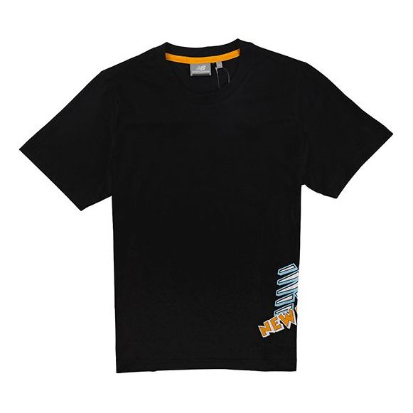 (WMNS) New Balance Side Creative Logo Casual Short Sleeve Black NEA23022-BK