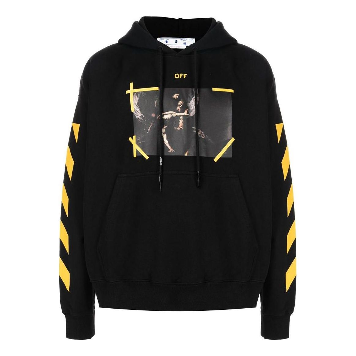 Men's Off-White SS22 Pattern Printing Hooded Long Sleeves Version Black OMBB085C99FLE0081001BLACK