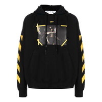 Men's Off-White SS22 Pattern Printing Hooded Long Sleeves Version Black OMBB085C99FLE0081001BLACK