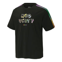 adidas neo U Pd Tee2 Gradient Stripe sAlphabet Printing Knitting Sport Short Sleeve Men s Black H65037