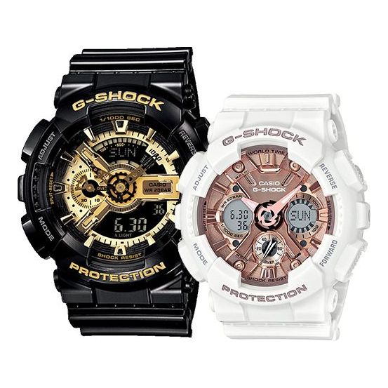 CASIO G-Shock Analog-Digital 'Black White Set' GA-110GB-1APR+GMA-S120MF-7A2PR