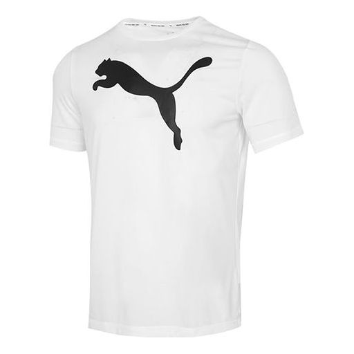 PUMA Large Logo Printing Sports Round Neck Short Sleeve White 588860-02