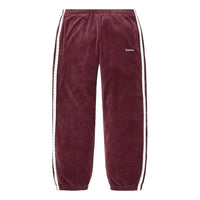 Supreme Studded Velour Track Pant 'Burgundy White' SUP-FW22-269