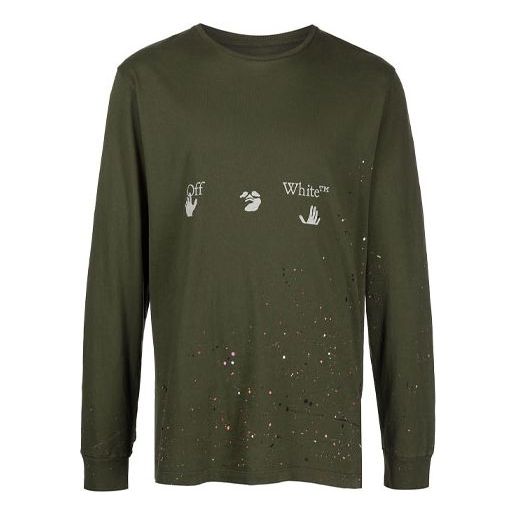 Off-White SS21 Printing Long Sleeves Green OMAB001S21JER0025701