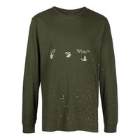 Off-White SS21 Printing Long Sleeves Green OMAB001S21JER0025701