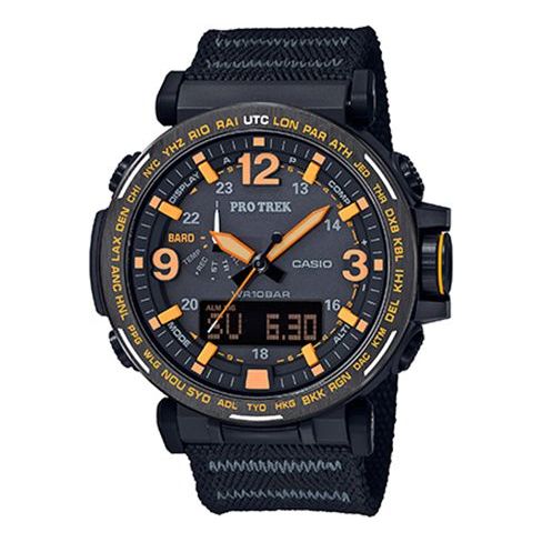 CASIO Waterproof Sports Solar Powered Black Orange Mens Black Analog/Digital Combo PRG-600YB-1PR