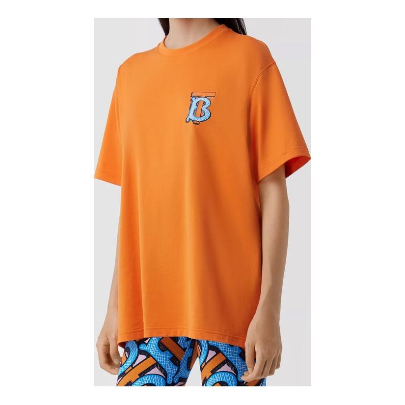 Burberry Monogram Motif Cotton Loose Short Sleeve Unisex Orange 80325991