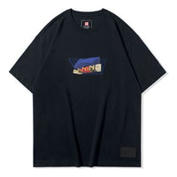 Li-Ning Printing Loose Round Neck Sports Short Sleeve Black AHSQ561-3