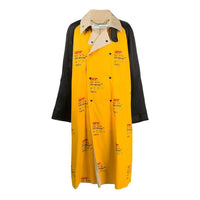 Men's Off-White FW22 Logo Printing Lapel Long Loose Fit Yellow Windbreaker OMEA198F19F220036000YELLOW
