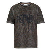 FENDI SS21 Mesh Round Neck Loose Short Sleeve Brown T-Shirt FS7375AG77F118W