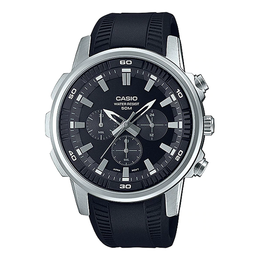 Casio Dress Classic Minimalistic Analog Watch 'Black Silver' MTP-E505-1AV