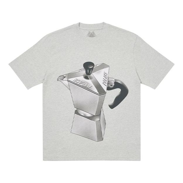 PALACE Nein Tea T-Shirt Grey Marl Metallic Coffee Pattern Short Sleeve Unisex Gray P20TS246