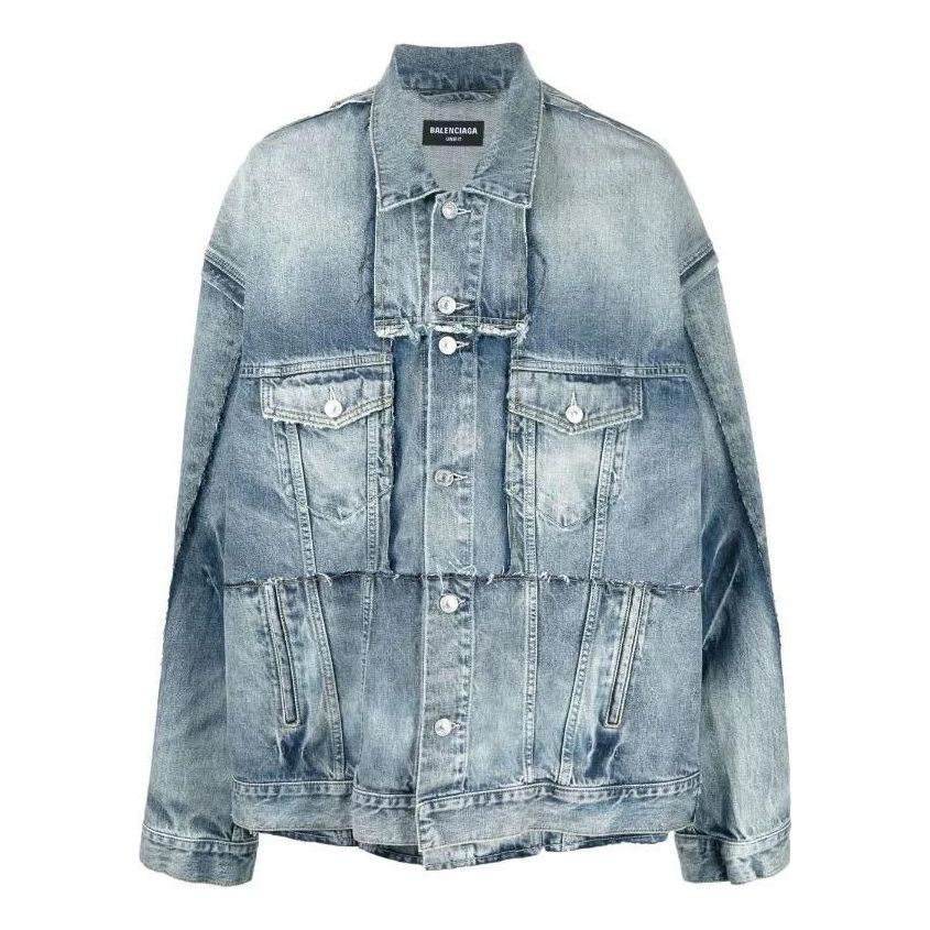 Balenciaga Oversized Cut-Up Ring Denim Jacket 'Blue' 697779TMW264437