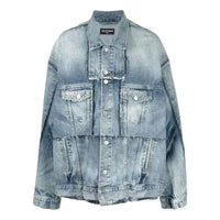 Balenciaga Oversized Cut-Up Ring Denim Jacket 'Blue' 697779TMW264437