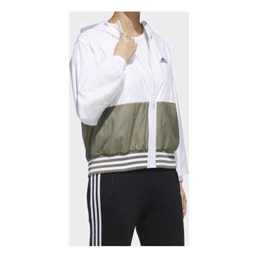 (WMNS) adidas MH FEM WB hooded Splicing Woven Windproof Jacket White GF0129